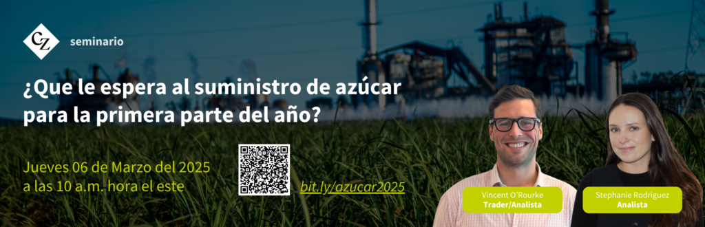 Únete a nuestros expertos Vincent O'Rourke y Stephanie Rodriguez para nuestro seminario gratuito del mercado mundial de azúcar el jueves 6 de marzo alas 10 am hora del este.